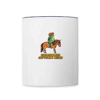 even cowboys get tummy - Contrast Coffee Mug - white/cobalt blue - Front