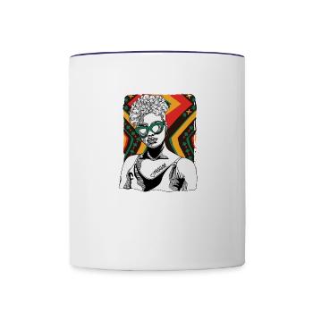 Woman with Reggae tattoo - Contrast Coffee Mug - white/cobalt blue - Front