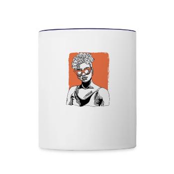 Woman with Reggae tattoo - Contrast Coffee Mug - white/cobalt blue - Front