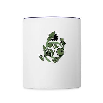 Abstract Geometric Harmony - Contrast Coffee Mug - white/cobalt blue - Front