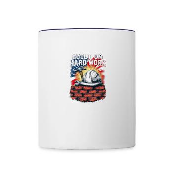 Built On Hard Work USA America Pride with Helmet - Contrast Coffee Mug - white/cobalt blue - Front