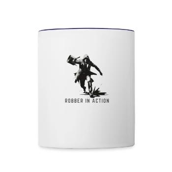 Robber in Action - Contrast Coffee Mug - white/cobalt blue - Front