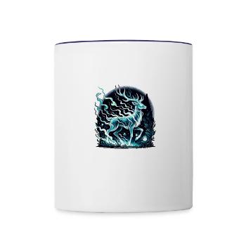 Ethereal Stag in Mystical Forest Moonlight - Contrast Coffee Mug - white/cobalt blue - Front