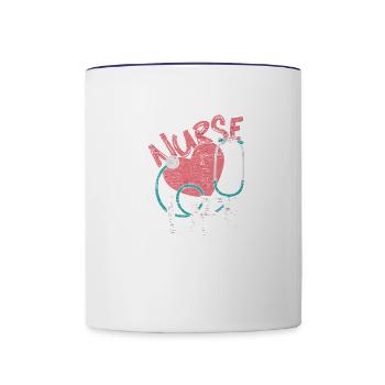 Nursing Stethoscope Hospital Nurse - Contrast Coffee Mug - white/cobalt blue - Front
