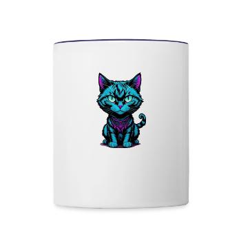 blue cat - Contrast Coffee Mug - white/cobalt blue - Front