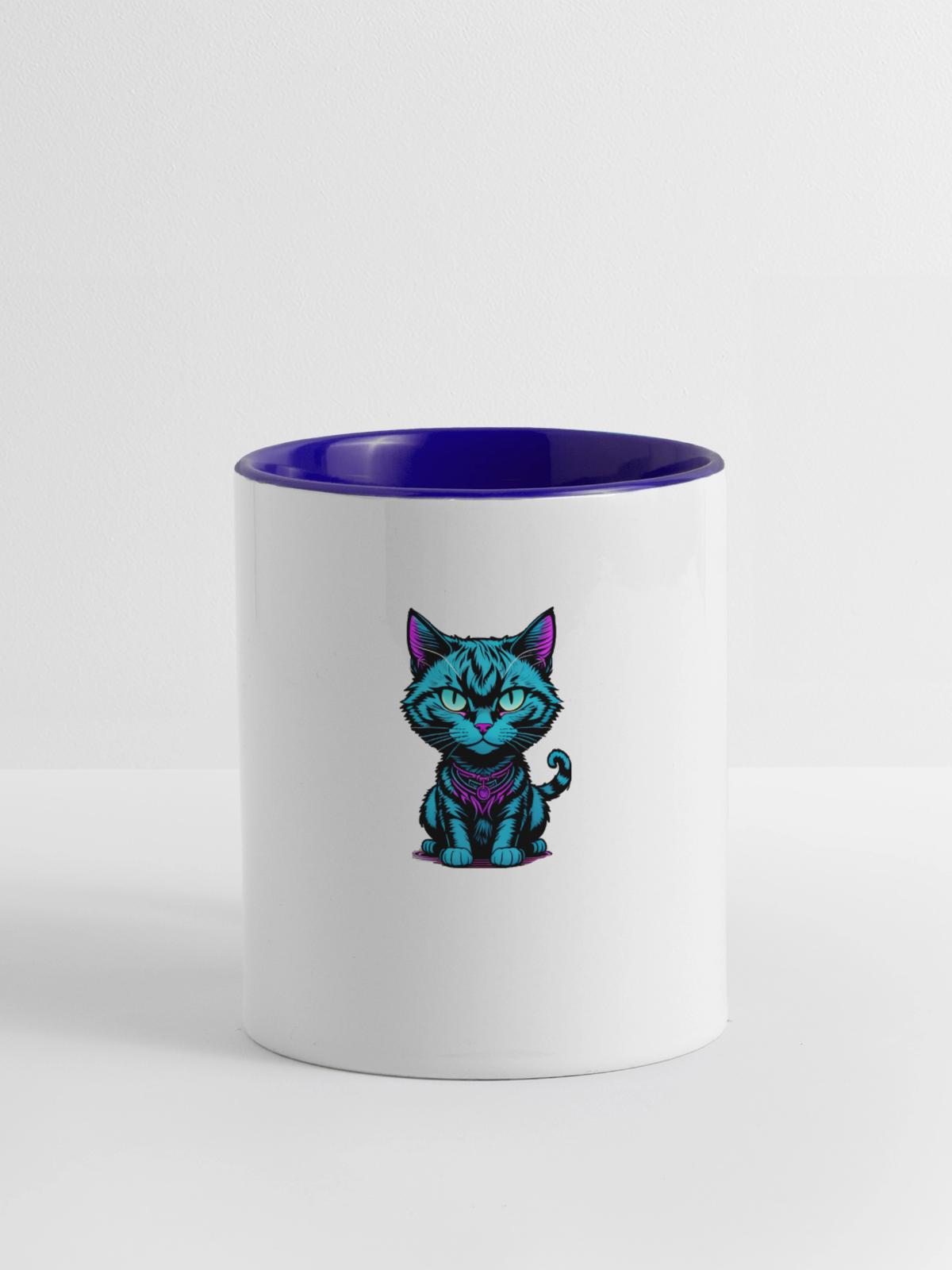 blue cat - Contrast Coffee Mug - white/cobalt blue - Front