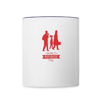 world refugee day red - Contrast Coffee Mug - white/cobalt blue - Front