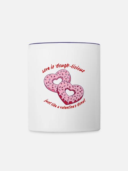 Valentine´s donuts love pun - Contrast Coffee Mug - white/cobalt blue