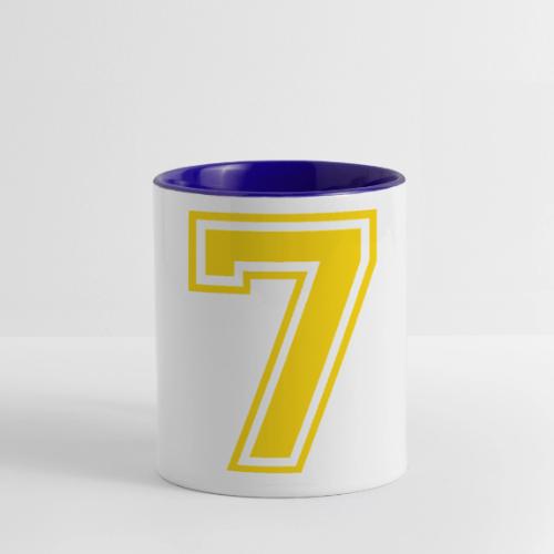 Number 7 in a classic athletic collegiate font - Contrast Coffee Mug