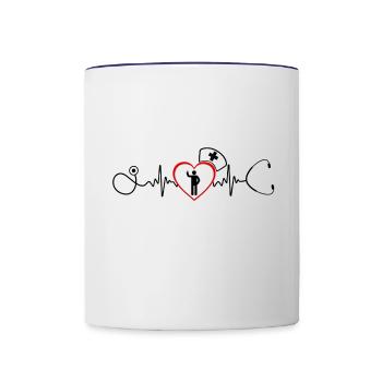 Nurse ECG Stethoscope - Contrast Coffee Mug - white/cobalt blue - Front