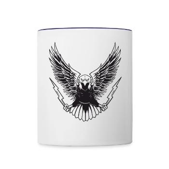 Eagle With Lightning Bolts - Contrast Coffee Mug - white/cobalt blue - Front