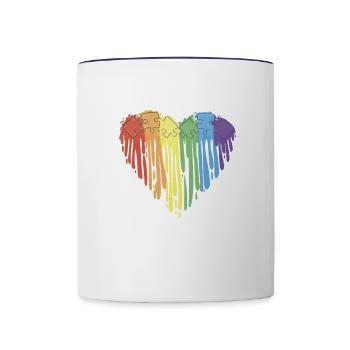 Autism rainbow heart love - Contrast Coffee Mug - white/cobalt blue - Front