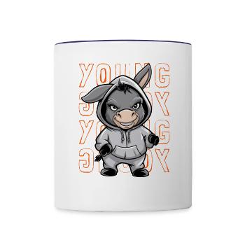 Donkey Young and Cool Animal Lover - Contrast Coffee Mug - white/cobalt blue - Front