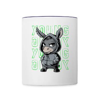 Donkey Young and Cool Animal Lover - Contrast Coffee Mug - white/cobalt blue - Front