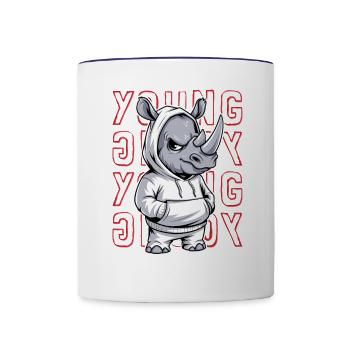 Rhino Young and Cool Animal Lover - Contrast Coffee Mug - white/cobalt blue - Front