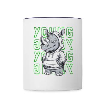 Rhino Young and Cool Animal Lover - Contrast Coffee Mug - white/cobalt blue - Front
