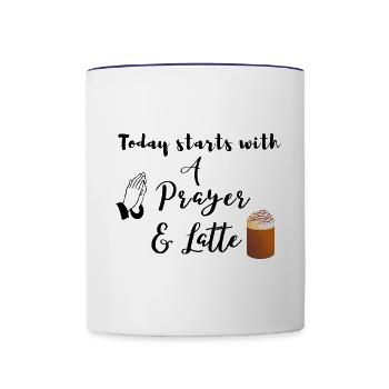 Today starts with a prayer and latte | Prayer - Contrast Coffee Mug - white/cobalt blue - Front