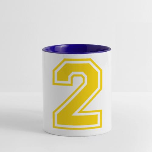 Number 2 in a classic athletic collegiate font - Contrast Coffee Mug