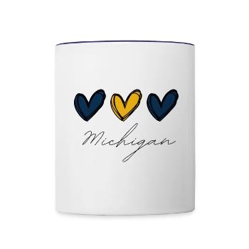 Michigan Football Hearts - Contrast Coffee Mug - white/cobalt blue - Front