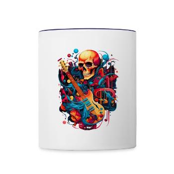musical skeleton - Contrast Coffee Mug - white/cobalt blue - Front