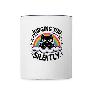 Cute cat design on a comfy tee Funny cat t-shirt - Contrast Coffee Mug - white/cobalt blue - Front