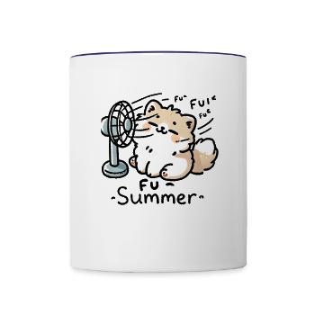 Cute cat design on a comfy tee Funny cat t-shirt - Contrast Coffee Mug - white/cobalt blue - Front