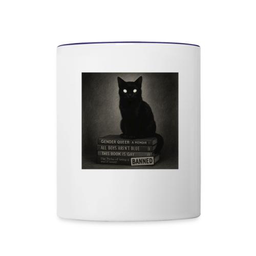 Cat on Banned Books - Contrast Coffee Mug