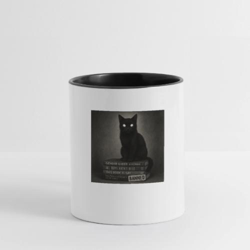 Cat on Banned Books - Contrast Coffee Mug