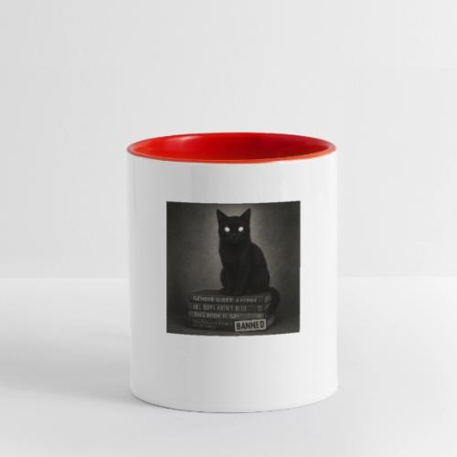 Cat on Banned Books - Contrast Coffee Mug