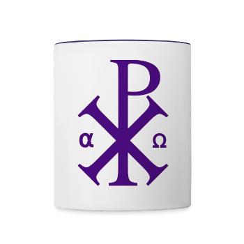 Jesus Christ Alpha and Omega XR - Purple - Contrast Coffee Mug - white/cobalt blue - Front