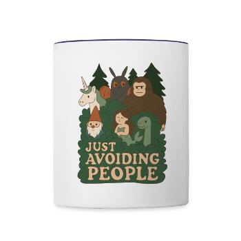 Just Avoiding People - Cryptids - Contrast Coffee Mug - white/cobalt blue - Front