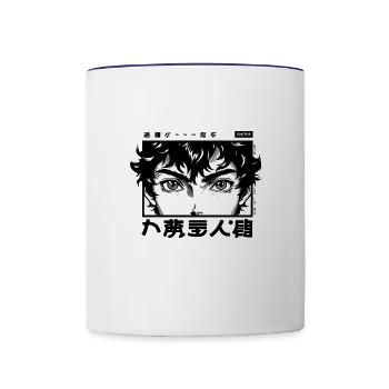Intense Gaze Manga Art - Contrast Coffee Mug - white/cobalt blue - Front