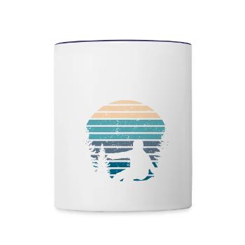 Pine Tree & Snowboard Art - Contrast Coffee Mug - white/cobalt blue - Front
