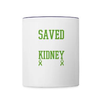 Organ Recipient Saved By Jesus And A Kidney Donor - Contrast Coffee Mug - white/cobalt blue - Front