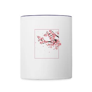Cherry Blossom Japanese Art Sakura - Contrast Coffee Mug - white/cobalt blue - Front