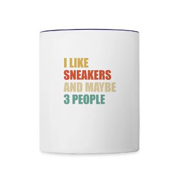 I Like Sneakers And Maybe 3 People funny sneakers - Contrast Coffee Mug - white/cobalt blue - Front