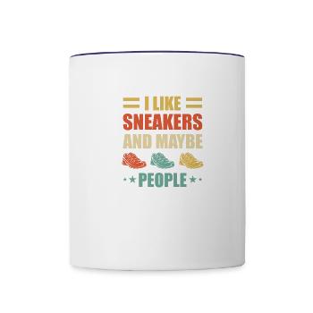 I Like Sneakers And Maybe 3 People funny sneakers - Contrast Coffee Mug - white/cobalt blue - Front