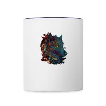 Night wolf - Contrast Coffee Mug - white/cobalt blue - Front