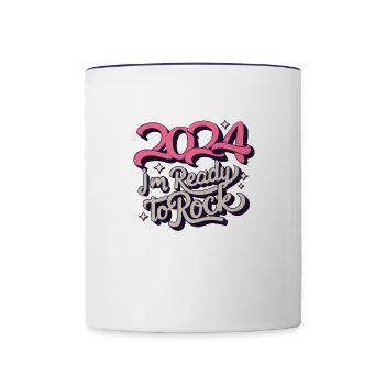2024 Ready to Rock! 🎉 New Year's Eve T-Shirt - Contrast Coffee Mug - white/cobalt blue - Front