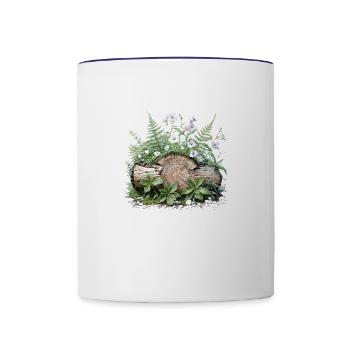 Woodland Log with Wildflowers and Ferns - Contrast Coffee Mug - white/cobalt blue - Front