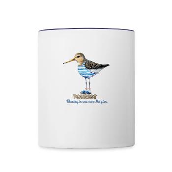 Bird Dressed as a Tourist - Contrast Coffee Mug - white/cobalt blue - Front