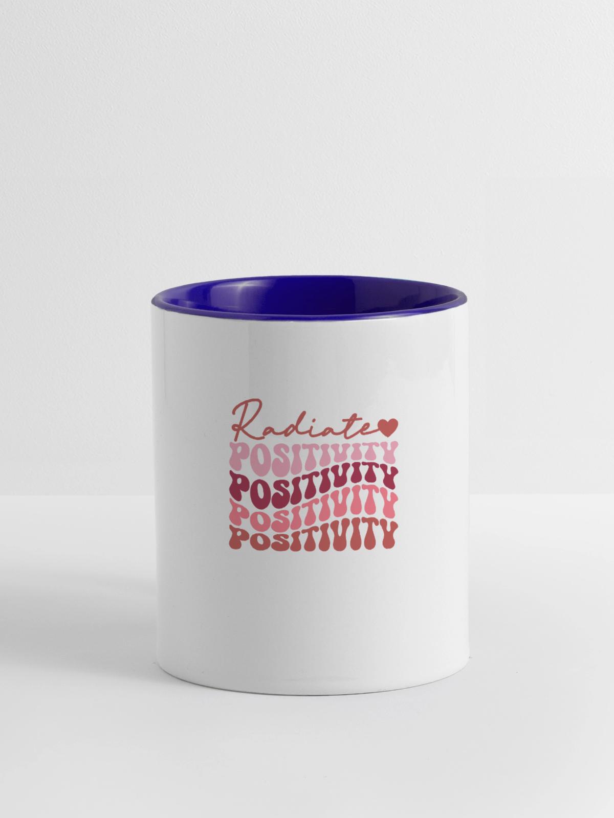 Radiate positivity - Contrast Coffee Mug - white/cobalt blue - Front
