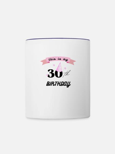 30th Birthday Celebrations - Contrast Coffee Mug - white/cobalt blue
