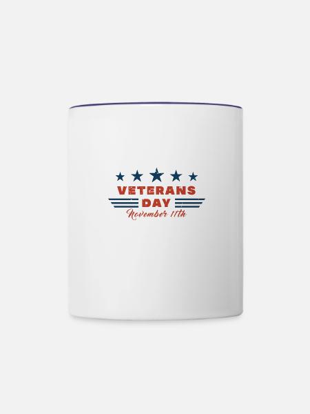 Veterans Day USA - Contrast Coffee Mug - white/cobalt blue