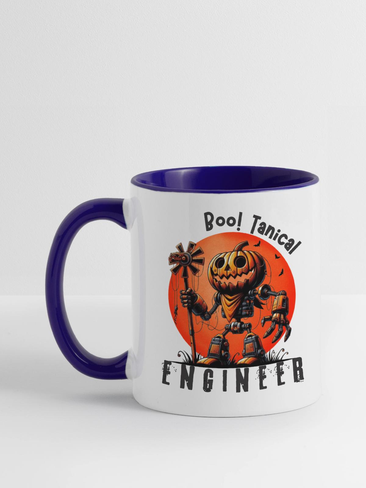 Quirky-Halloween-Art-for-Tech-Engineers - Contrast Coffee Mug - white/cobalt blue - Left