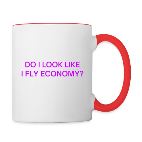 Do I Look Like I Fly Economy? (in purple letters) - Contrast Coffee Mug