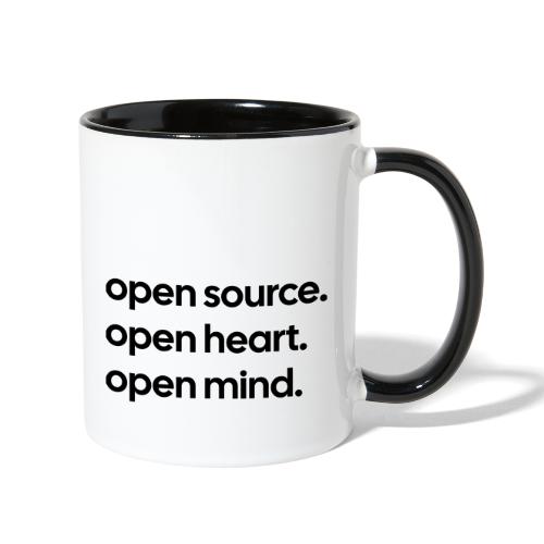 Open Source. Open Heart. Open Mind. - Contrast Coffee Mug