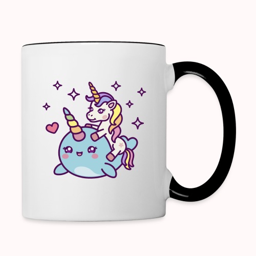 Cute Friendship Between Unicorn And Narwhal - Contrast Coffee Mug