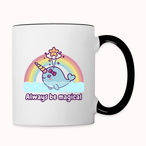 Always Be Magical - Spouting Narwhal With Rainbow - Contrast Coffee Mug