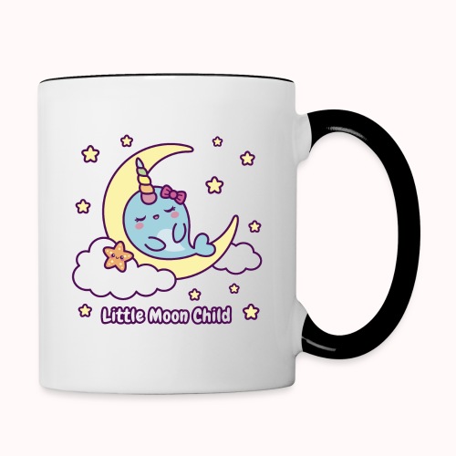 Little Moon Child - Narwhal Dreams On Crescent - Contrast Coffee Mug